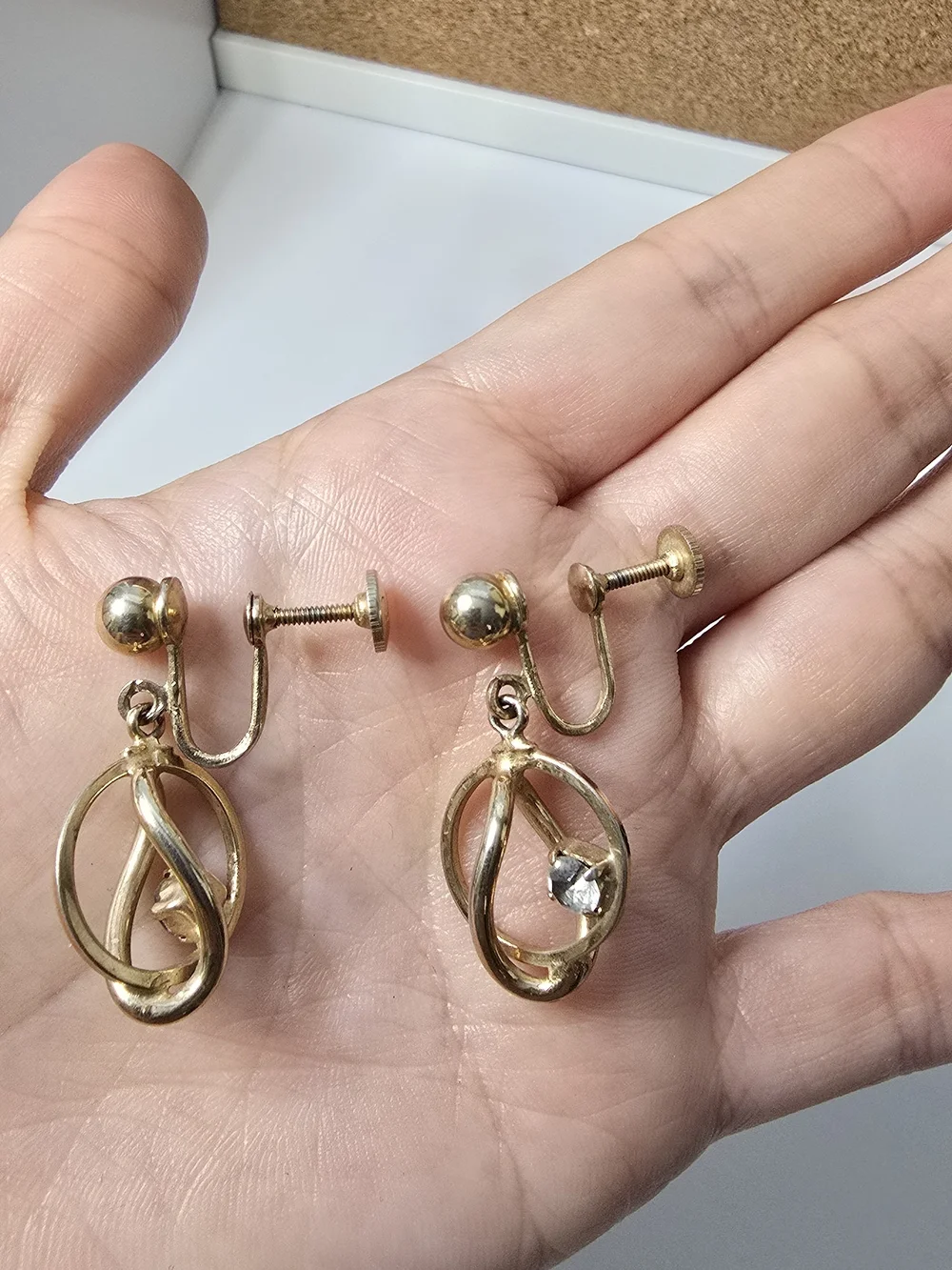 Alice Gold-Tone Knot Drop Earrings with Clear Stone, Screw Back